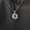 Винтажные ожерелье драгоценной камня CZ 925 пурпура стерлинговое серебряное привесное для женщин