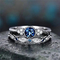 925 Стерлинговое серебро Алмазные обручальные кольца Синий циркон Обручальное кольцо