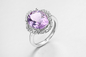 Аметистовый кольцо из драгоценных камней 5.23 грамм 925 серебряного женского кольца